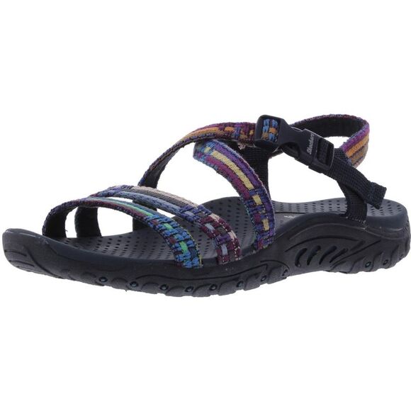 Skechers Womens Reggae Sew Me Navy Woven Slingback Sport Sandals Shoes - Picture 1 of 3